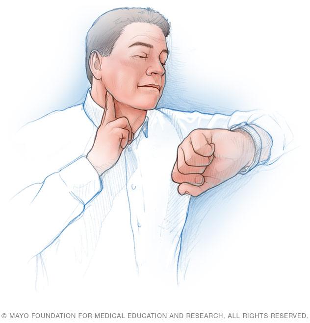 Taking your pulse using your carotid artery